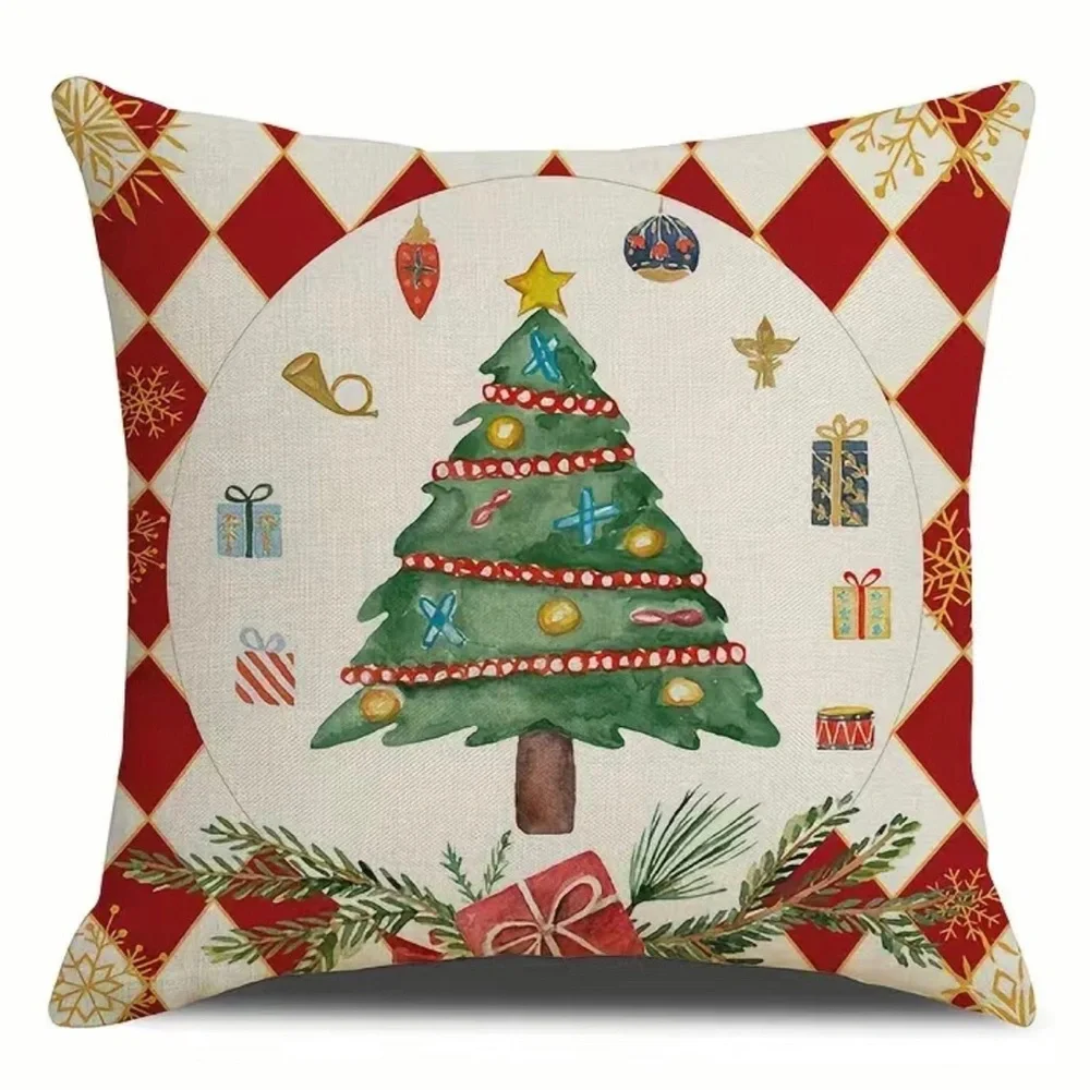 Christmas Tree Decorative Pillowcase Linen Blend Christmas Home Decoration